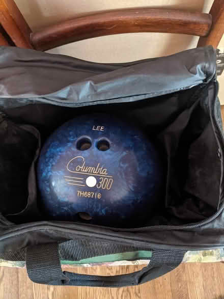 Photo of free 14 lb bowling ball with bag (Near RT 25 and 68) #1