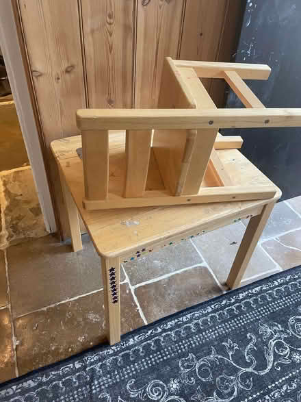 Photo of free Kids' wood table and chair (South Hinksey OX1) #1