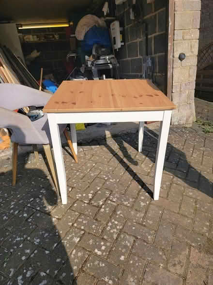 Photo of free Ikea pine and white table and chair (Wirksworth DE4) #2