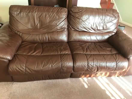 Photo of free Leather reclining sofa (Sudbury CO10 1LX) #1