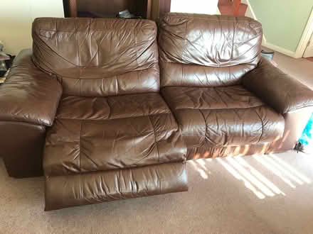 Photo of free Leather reclining sofa (Sudbury CO10 1LX) #2