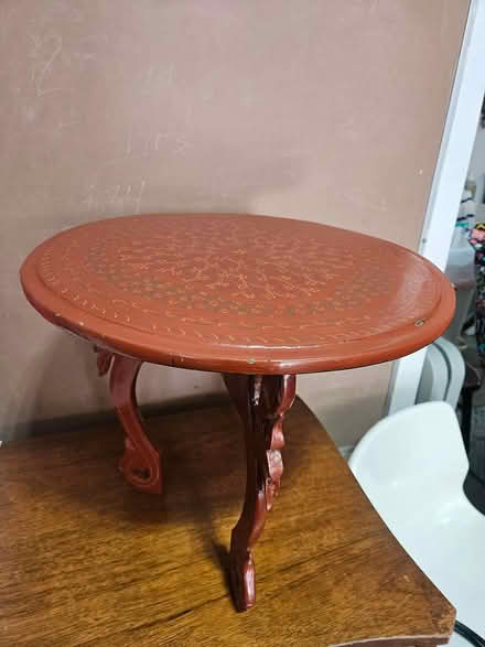 Photo of free Small lacquer three-legged table (East Davis) #1