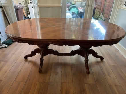 Photo of free Large dining table with 6 chairs, 78 inches x47 inches some (Hare Street CM19) #1