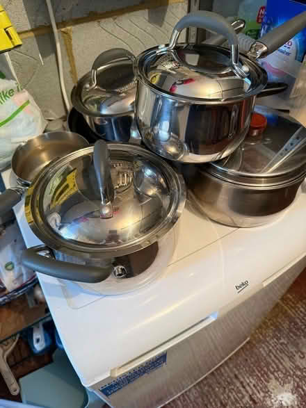 Photo of free Prestige saucepans and 2 frying oans (Stone Cross BN24) #1