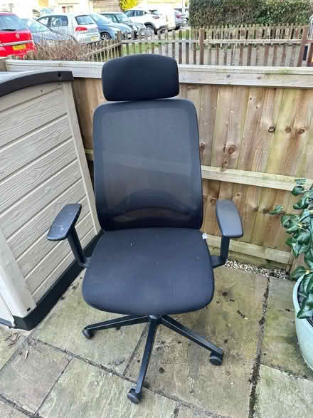 Photo of free Black office chair with headrest (Poplars SG2) #1