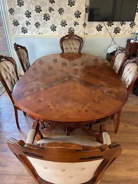 Photo of free Large dining table with 6 chairs, 78 inches x47 inches some (Hare Street CM19) #2