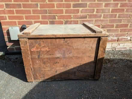 Photo of free large wooden box with handles (Hertford SG14, Bengeo.) #1