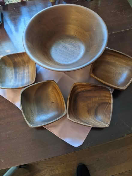 Photo of free Burlwalnut salad bowl w/4 bowls (Near RT 25 and 68) #1