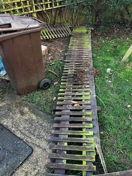 Photo of free Picket Fence - in three pieces - wooden, mahogany (Costessey NR8) #1