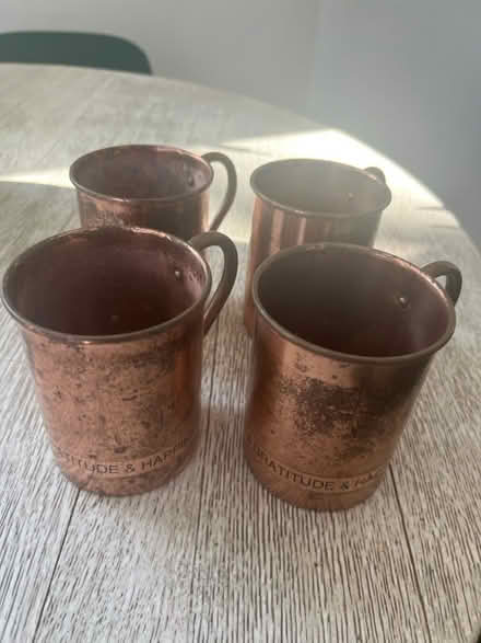 Photo of free Four brass mugs (Hawthorne) #1