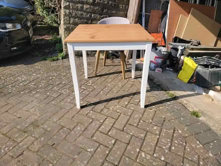 Photo of free Ikea pine and white table and chair (Wirksworth DE4) #4