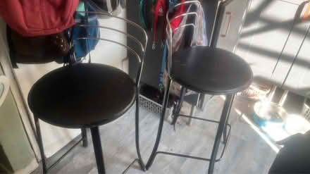 Photo of free Black and chrome bar stools x 2 (Dolwyddelan LL25) #1