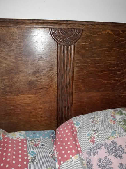 Photo of free Vintage oak double bed headboard, tailboard and side irons (Hillsborough S6) #2