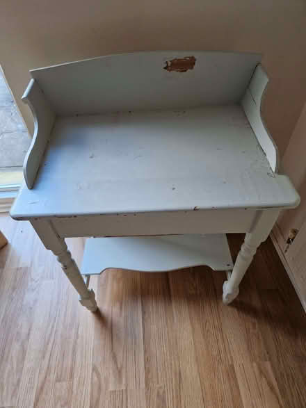 Photo of free Wooden grey table with shelf (Benhall GL51) #1