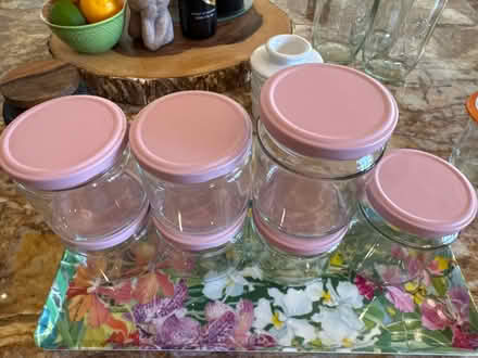 Photo of free Glass jars with pink lids (Monta Vista) #1