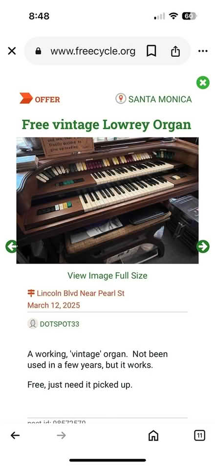 Photo of free Vintage Lowrey organ (Santa Monica) #1