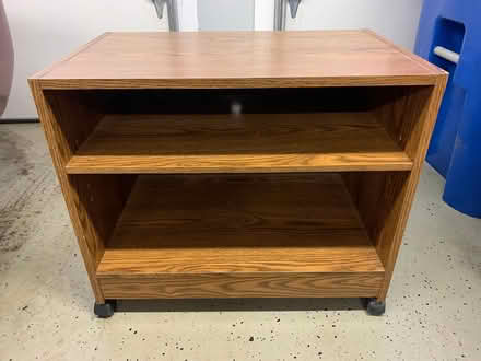 Photo of free Wooden Rolling Shelf Unit/TV Stand (Watkins Lake Rd and Dixie Hwy) #1