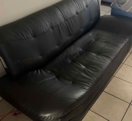 Photo of free Black leather Couch (Downtown LA) #3