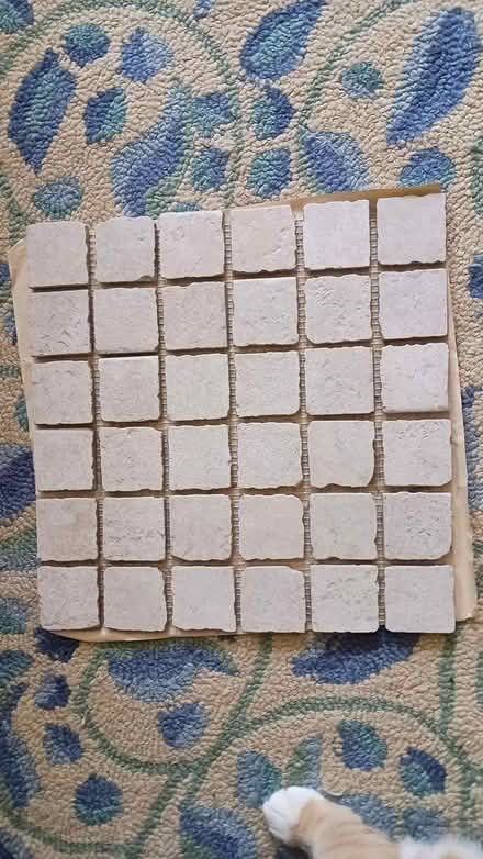 Photo of free 108 white tiles, each 1.75 inch sq (Somerville, off Cedar St) #1