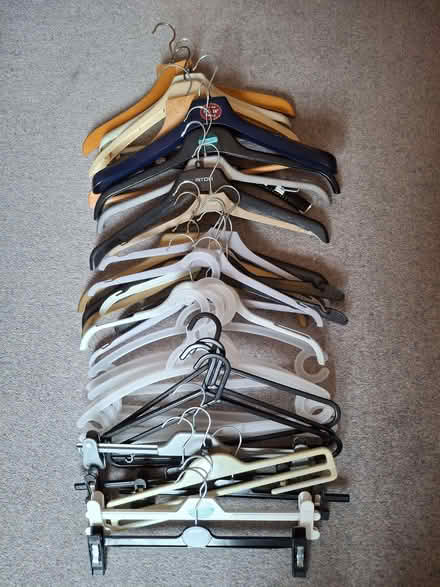 Photo of free 3 dozen assorted coat hangers (Handforth SK9) #1