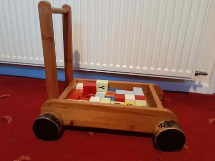 Photo of free Baby walking trolley with wooden blocks (Barnard's Green WR14) #1