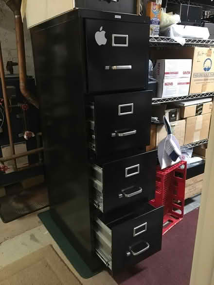 Photo of free 4 drawer black file cabinet (Arlington(Rte3/nr Bishop Schl)) #1