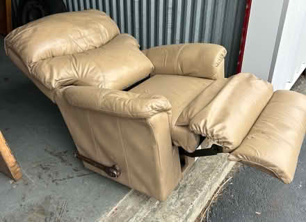 Photo of free La Z Boy Leather recliner beige (Howell) #2