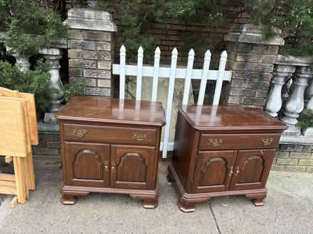 Photo of free Ethan Allen end tables and Futon (518 81st St) #1