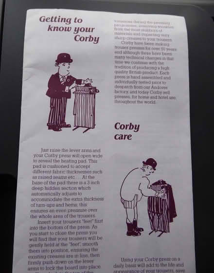 Photo of free corby 3000 electric trouser press (Latchford WA4) #3