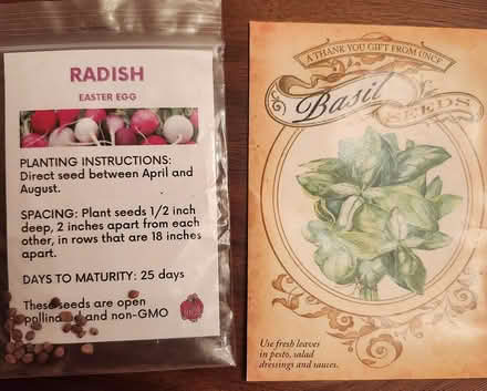 Photo of free radish seeds, basil seeds (SE Washington DC) #1