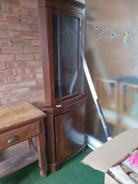 Photo of free Wooden corner display cabinet (Cranfield MK43) #1