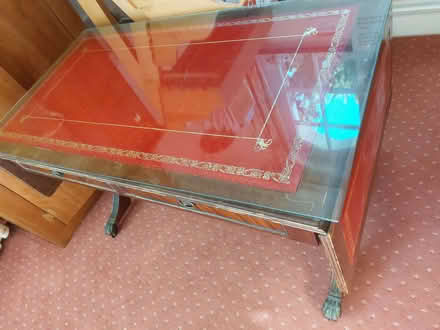 Photo of free Wood / red leather coffee table (High Ongar CM5) #1
