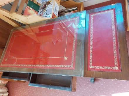 Photo of free Wood / red leather coffee table (High Ongar CM5) #2