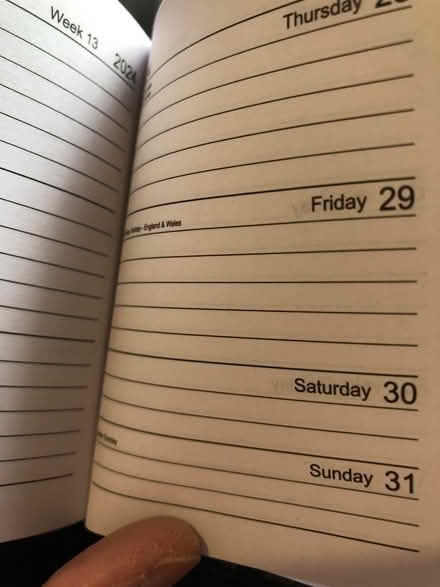 Photo of free Last year’s Week To View small diary, unused (Monks Hill CR2) #4
