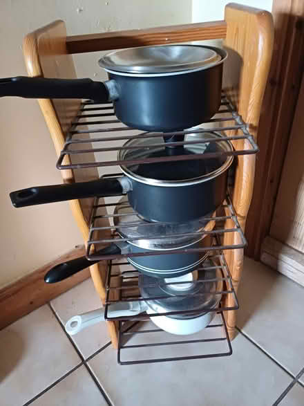 Photo of free 4 saucepans and storage rack (Lowther CA10) #1