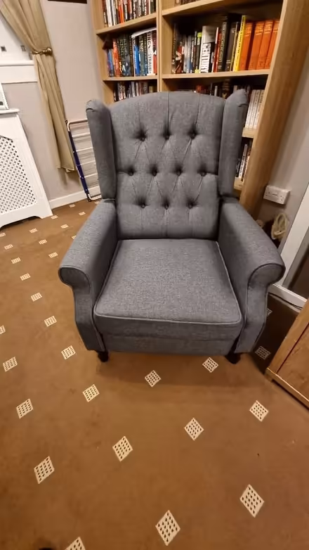 Photo of free Grey wingback recliner (Hillhouse ML3) #1