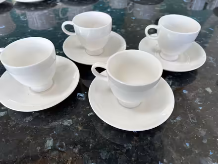 Photo of free 4 White teacups and saucers (South Woodchester GL5) #1
