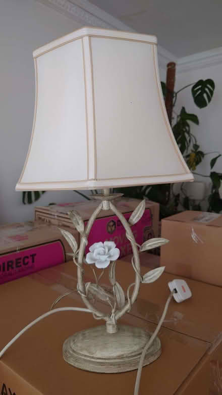 Photo of free A bedside table Laura Ashley lamp with silk shade (Chelsea SW3) #1