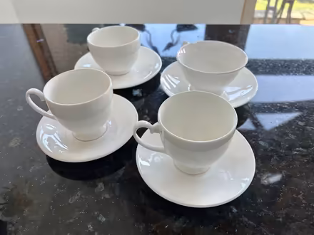 Photo of free 4 white teacups and saucers (South Woodchester GL5) #1