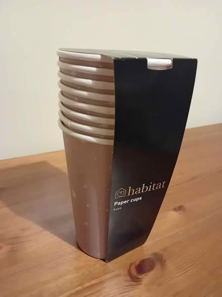 Photo of free Habitat paper cups, new in pack (Station Area RG21) #1