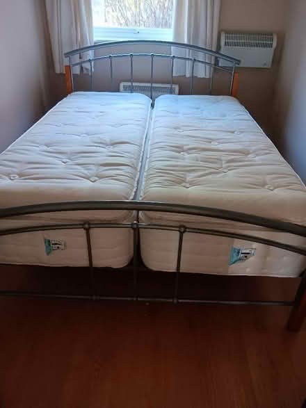 Photo of free Kingsize bed with zip n link mattresses (Fords Farm RG30) #1