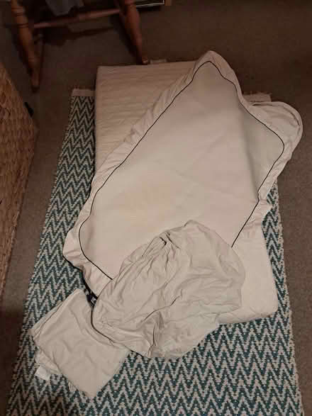 Photo of free Cot mattress with cover + 2 sheets (OX25, Weston on the green) #1