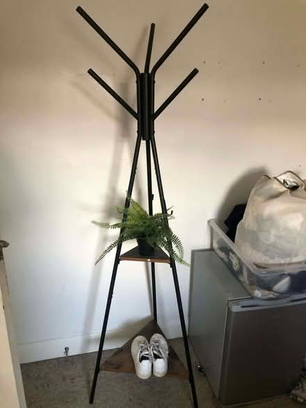 Photo of free Black metal coat stand with two shelves (Downham SE6) #1
