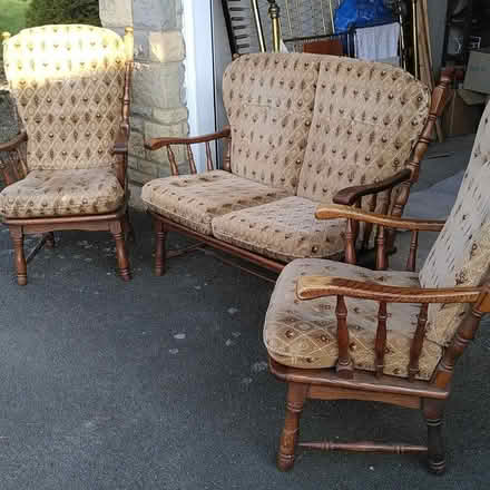 Photo of free Oak sofa and chairs (Bishop's Castle) #1