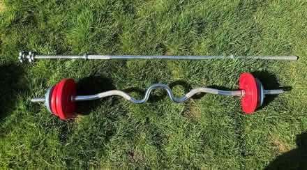 Photo of free Bar-Bell bar and Curl bar with 12KG weights (Lawnswood LS16) #1