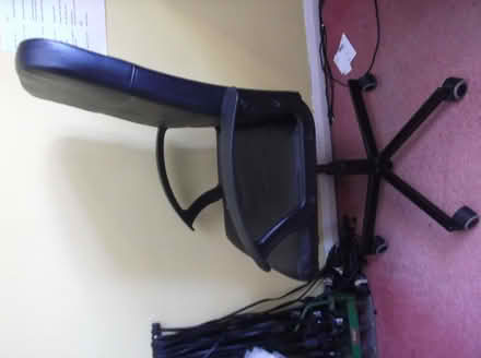 Photo of free Office chair, black, high back, 5 wheels. (Langley SL3) #1