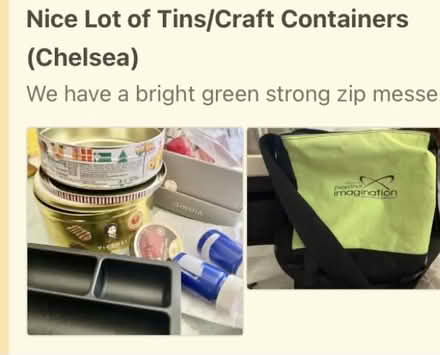 Photo of free Nice Bag-Tins/Arts+Craft Containers (Chelsea) #2