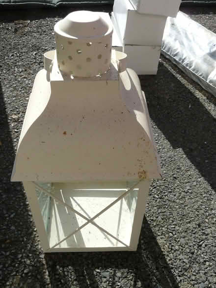 Photo of free Large cream metal lantern candle holder (Kempsey WR5) #2