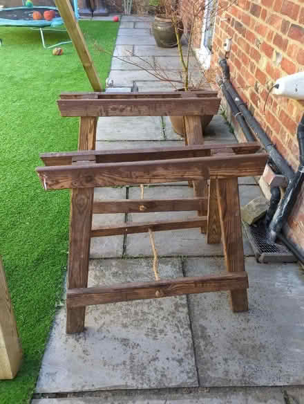 Photo of free 2 wooden folding tresles (Old Town SG1) #1