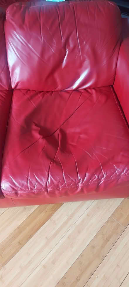 Photo of free M&S Red Leather Sofas (Cottingley BD15) #2